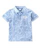 Babyhug Cotton Knit Half Sleeves Polo T-Shirt Tropical  Print- Light Blue