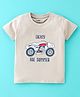 Cucumber Cotton Sinker Half Sleeves T-Shirt with Car Print - Beige