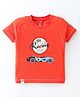 Cucumber Cotton Sinker Half Sleeves T-Shirt with Car Print - Red