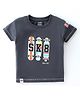 Cucumber Cotton Sinker Half Sleeves T-Shirt with Skateboard Print - Grey