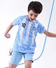 Pine Active Half Sleeves Tee with Shorts Argentina Football Set - White & Blue