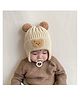 SYGA Winter Warm Ear Protection Knitted Cute Pompom Baby Hat Beige - Diameter 12cm