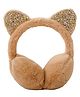 SYGA Children's Cute Khaki Kitty Design Warm Earmuffs for Cold Protection Hot Warm Glitter Sequined Free Size
