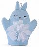 Bunny Shape Bath Gloves With Attached Loofah - Blue