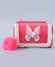 Hola Bonita Sling Bag with Butterfly Applique & Fur Zipper - Pink