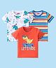 Babyhug Cotton Knit Half Sleeves T-Shirts Dino Graphic Print & Striped Pack of 3 - Red