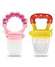 Chinmay Kids New Born Baby Pacifier With Rattle Handle Silicone Safe Fresh Fruit Feeder Soother (Pink, Yellow)