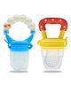 Chinmay Kids New Born Baby Pacifier With Rattle Handle Silicone Safe Fresh Fruit Feeder Soother (Blue, Yellow)