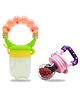Chinmay Kids New Born Baby Pacifier With Rattle Handle Silicone Safe Fresh Fruit Feeder Soother (Green, Pink)