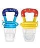 Chinmay Kids 2 Pc Baby Pacifier Food Feeder Silicone Fresh Fruit Milk Nibbler Feeding Safe Kids Supplies Nipple Teat Pacifier Bottles - Soother (Blue, Yellow)