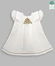 Keebee Organics Christmas Theme Frill Cap Sleeves Swiss Dots Detailed & Xmas Tree Embroidered A Line Organic Cotton Dress - White