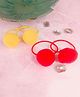 Little Tresses Set Of 4 Pom Pom Detailed Rubber Bands - Yellow & Red