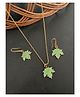 Digital Dress Room Necklace & Earring Set Green Maple Leaf Charm Pendant for Women Girls