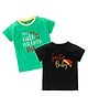 Kadam Baby Set Of 2 Christmas Theme Half Sleeves Santa Baby With Cute & Naughty Text Printed Tees - Green & Black