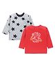 Kadam Baby Set Of 2 Christmas Theme Full Sleeves Jingle Text & Stars Printed Tees - Red & Grey