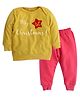 Kadam Baby Cotton Christmas Theme Full Sleeves  My 1st Christmas Text Printed Sweatshirt & Solid Joggers Set - Red & Yellow