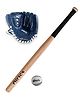 Airic Wooden Basebat with Ball and Premium Gloves Baseball Kit