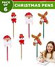 Fiddlerz Christmas Santa Pen for Kids Cute Festival Topper Pens (Random Design) Pack of 6