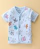Child World Interlock Cotton Knit  Half Sleeves Vest Aeroplane Print -  Blue
