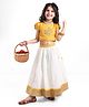 Babyhug Half Sleeves Pattu Pavada Choli & Lehenga with Floral Embroidery - Yellow