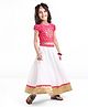 Babyhug Half Sleeves Pattu Pavada Choli & Lehenga with Floral Embroidery - Fuchsia