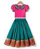 Babyhug Half Sleeves Pattu Pavada Choli with Lehenga Set with  Floral Embroidery - Teal Blue