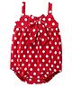 Babyhug 100% Cotton Singlet Sleeves Onesies With Polka Dots Print - Red