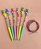 TERA 13 Stationery Items Unicorn Gel Pen with Name Alphabet Bead Set of 6 (Colour May Vary)