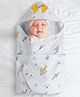 Baby Moo Aeroplane Soft Warm Hooded Wrapper - White