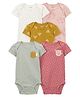 Carter's Half Sleeves Onesies Koala & Bees Print Pack of 5 - Multicolour