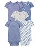 Carter's Half Sleeves Onesies Floral Print Pack of 5 - Multicolour