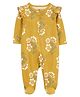 Carter's Full Sleeves Sleepsuit With Frill Detail & Floral Print - Mustard