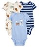 Carter's Half Sleeves Onesies Animal Print Pack of 3 - Multicolour
