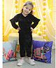 BownBee Winter Wear Full Sleeves Solid Frill Detailed Velvet Co Ord Set - Black