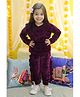 BownBee Winter Wear Full Sleeves Solid Frill Detailed Velvet Co Ord Set - Purple