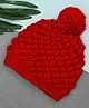 Funkrafts Self Designed Handmade  Woollen Bobble Cap - Red