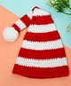 Funkrafts Handmade Soft Woolen Pom Pom Detailed & Striped  Cap - Red & White- Diameter 31 CMS