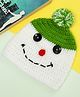 Funkrafts Handmade Soft Woolen Pom Pom Cap for Kids Green & White