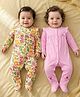 Babyoye Eco Conscious 100% Cotton with Eco Jiva Finish Full Sleeves Night Suit Floral Print & Embroidery Pack Of 2 - Cream & Pink