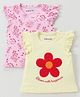 Babyoye Eco Conscious 100% Cotton with Eco Jiva Finish Half Sleeves Tops with Floral Print & Applique Pack of 2 - Pink & Yellow