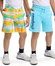 Honeyhap Premium 100% Cotton Knit Knee Length Bermuda With Bio Finish & Palm Tree Print Pack Of 2 - Bright White & Island Paradise