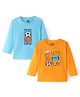 Doodle Poodle 100% Cotton Full Sleeves T-Shirt with Basketball & Football Print Pack of 2 -  Blue & Yellow