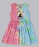 Kidsville Frozen Featuring Sleeveless Elsa & Anna Printed Tie Dye Fit & Flare Dress - Pink & Blue