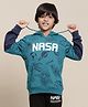 Kidsville Full Sleeves Space Theme Printed Hooded Sweatshirt -  Blue