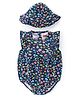 Babyhug 100% Cotton Interlock Knit Sleeveless Onesies With Cap & Floral Print - Navy Blue