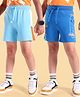 Honeyhap Premium 100% Cotton Shorts With Bio Finish & Text Print Pack Of 2 - Atomizer Blue & Indigo Bunting