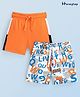 Honeyhap Premium  100% Cotton Knit  Shorts  Solid & Text Print Pack of 2  -  Orange Peel & Beach Ball