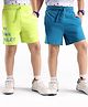 Honeyhap Premium 100% Cotton Shorts with Bio Finish Text Print Pack of 2 -Turkish Tile & Wild Lime