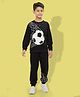 Ninos Dreams Full Sleeves Sports Theme Football Printed Cotton Tee & Joggers Set - Black