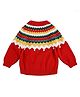 Little Surprise Box Christmas Theme Full Sleeves Baubles Pom Pom Designed Cotton Sweater - Maroon & Multi Colour